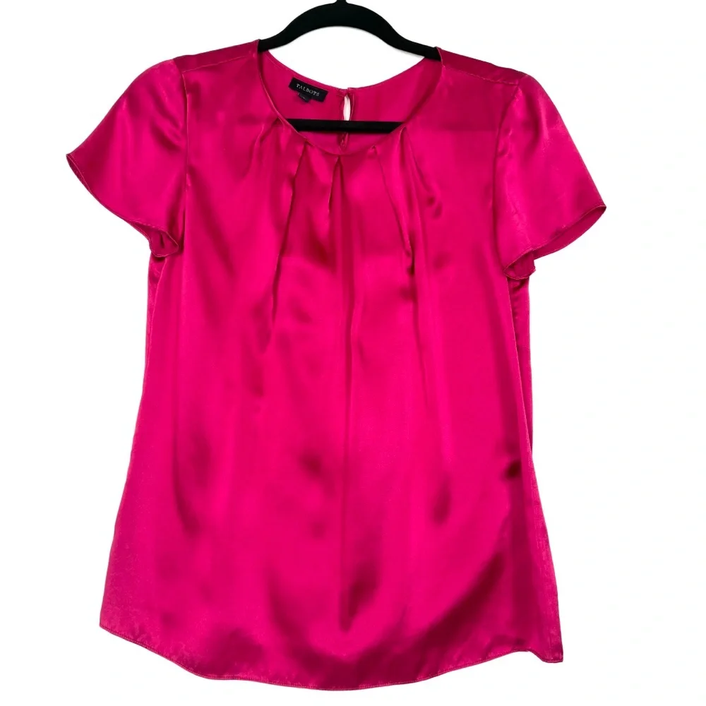 Talbots Flutter Sleeve 100% Silk Top Size 2 - Picture 1 of 11